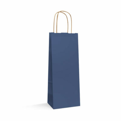 Shopper-in-carta-avana-riciclata-blu-per-bottiglia-tecknopack