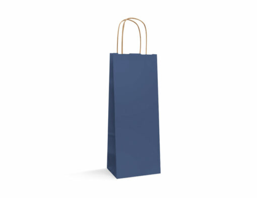Shopper-in-carta-avana-riciclata-blu-per-bottiglia-tecknopack