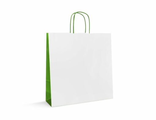Shopper-in-carta-kraft-bicolore-bianco-verde-tecknopack