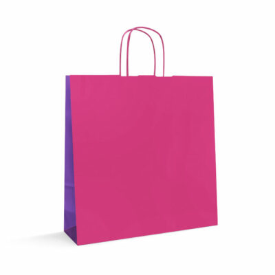 Shopper-in-carta-kraft-bicolore-fuxia-viola-tecknopack