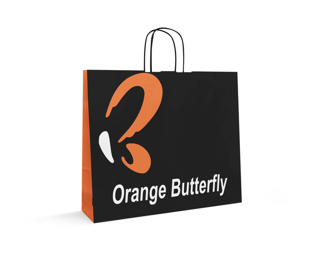 busta shopper in carta economica personalizzata Orange Butterfly